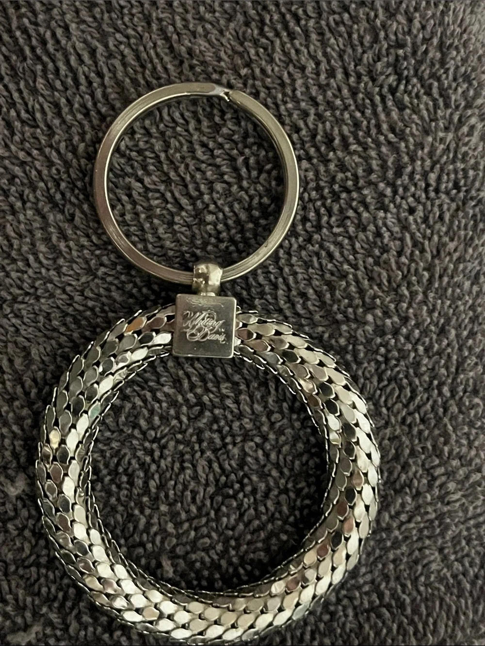 Whiting & Davis Shiny Silver Braided Loop Keychain. 1980’s - Picture 1 of 2